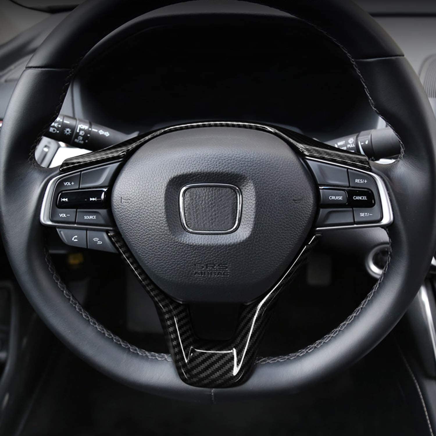 Honda Accord 10th Gen 2018 2019 2020 2021 2022 Carbon Fiber Steering Wheel Cover Trim, fit Sedan LX Sport EX-L Touring Hybrid, 2pcs - Delicate Leather