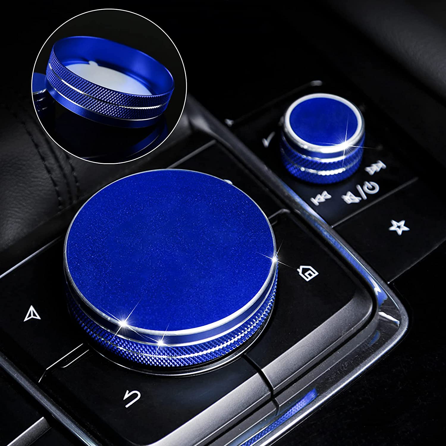 2 PCS Compatible with 3 CX-30 2023 2022 2021 2020 2019 Accessories Sporty Car Interior Gear Panel Gears Volume Button & Multimedia Knob Cover Trims Caps