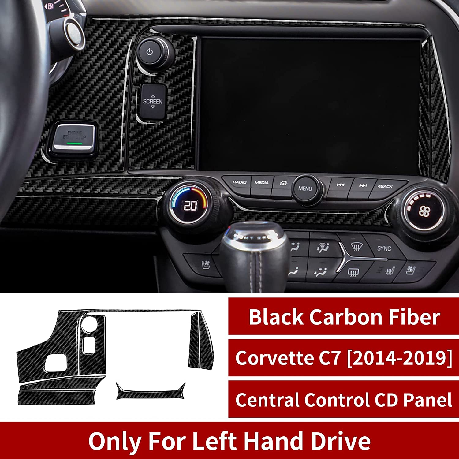 Corvette C7 Car Headlight Switch Panel Sticker Decal Carbon Fiber Interior Trims Accessories Cover for Chevrolet Corvette C7 2014 2015 2016 2017 2018 2019 - Delicate Leather