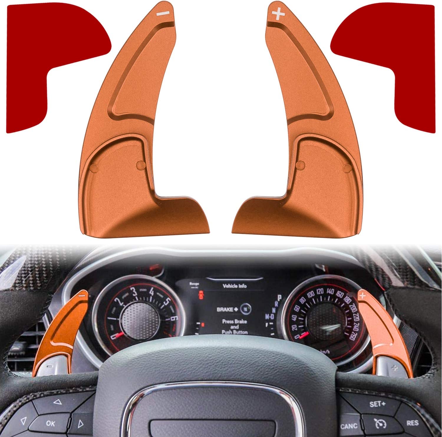 Steering Wheel Shift Paddle Extended Shifter Trim Cover for Challenger Charger Durango RT & Scat Pack 2015-2021, For Grand Cherokee 2014-2021 Interior Decoration Accessories