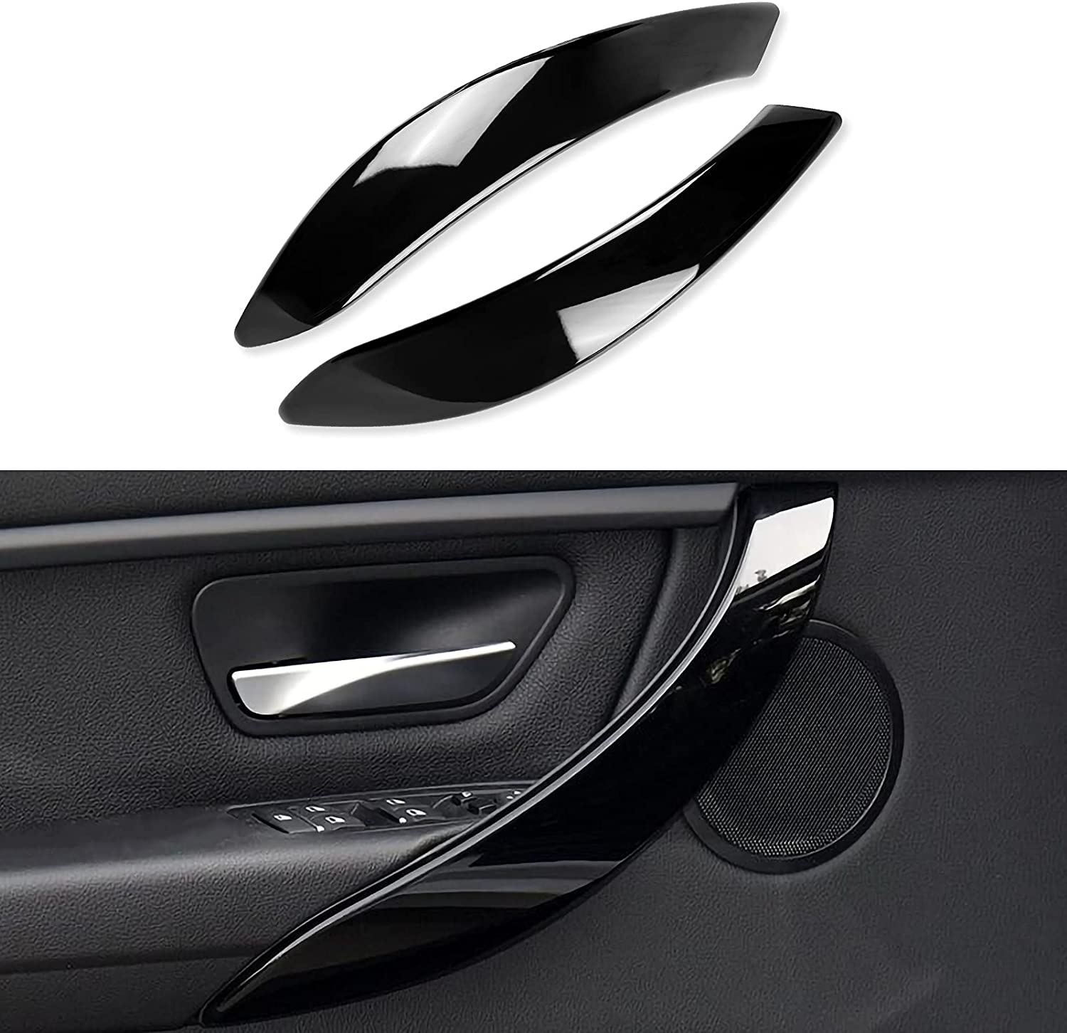 2PCS Car Door Handles Cover Sticker Decal ABS Trim Compatible with BMW F30 F31 F34 3GT F32 F33 F36 3 4 Series Accessories - Delicate Leather