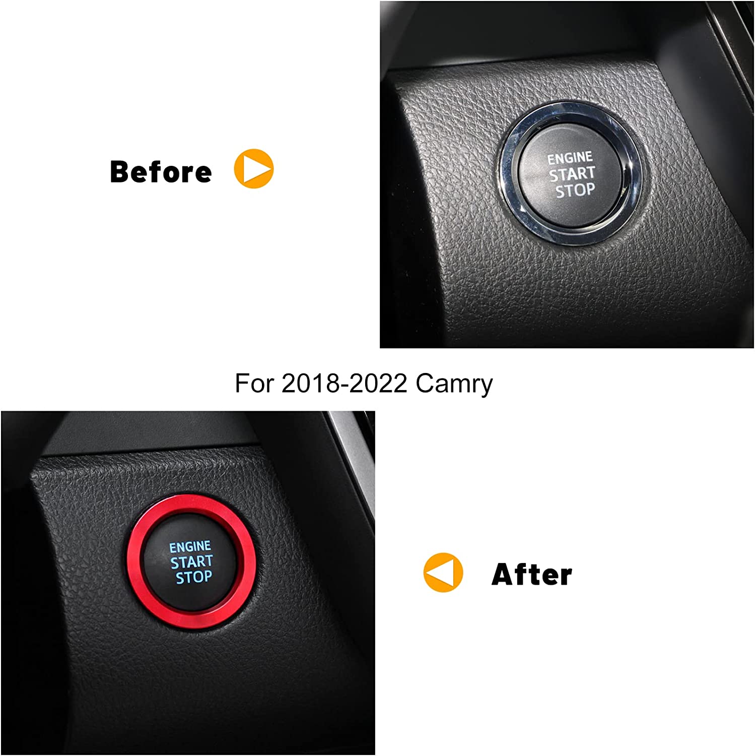 3Pcs Compatible with Toyota Camry 2023 2022 2021 Accessories Car Auto Air Conditioning AC Button Cover Trims with Engine Start Stop Push Button Switch Cover Ring Sporty - Delicate Leather