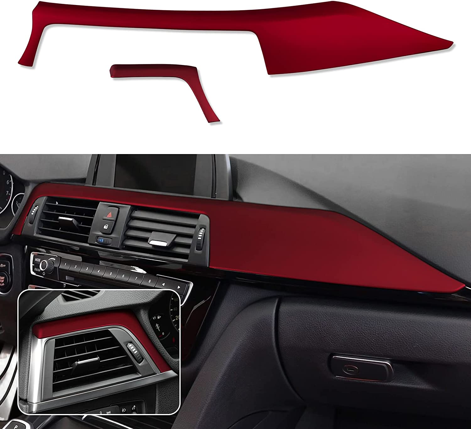 Car Dashboard Cover Trim ABS Sticker Decal Compatible with F30 F31 F34 3GT F32 F33 F36 Interior Accessories - Delicate Leather