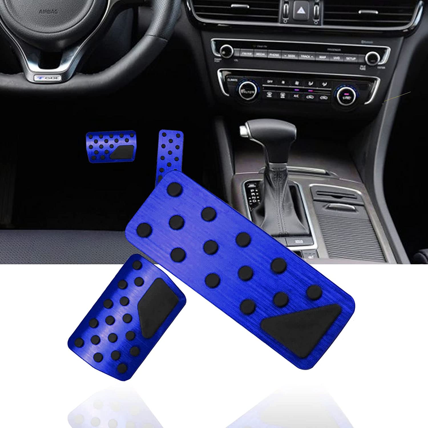 Aluminum Alloy No Drilling Non Slip Gas Pedal Brake Pedal Cover Interior Accessories Kit 2 Pieces Compatible with 2011-2021 Jeep Grand Cherokee & Dodge Durango - Delicate Leather