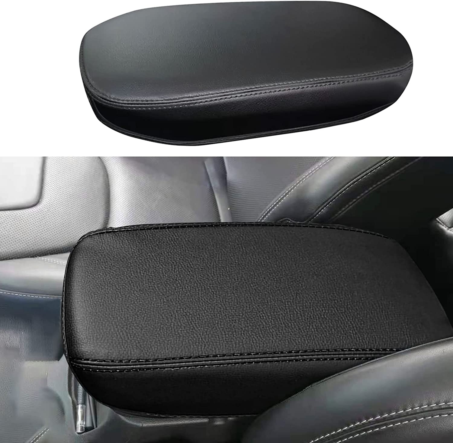 Center Console Cover Replace for 2016-2021 Jeep Cherokee, Waterproof Anti-Scratch Leather Armrest Cover Seat Box Protector for Jeep Cherokee - Delicate Leather