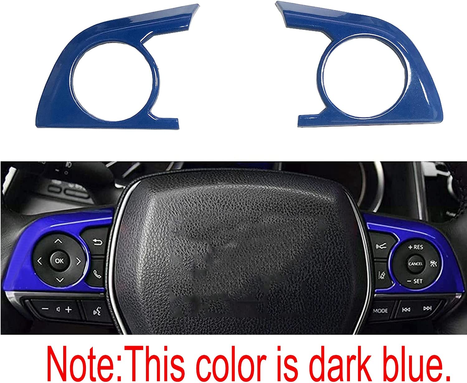 3Pcs ABS Sport Blue Interior Decoration Steering Wheel Button Cover Molding Sticker Accessories Trim Compatible with Toyota Camry 2018-2023,for Avalon 2019-2022 - Delicate Leather