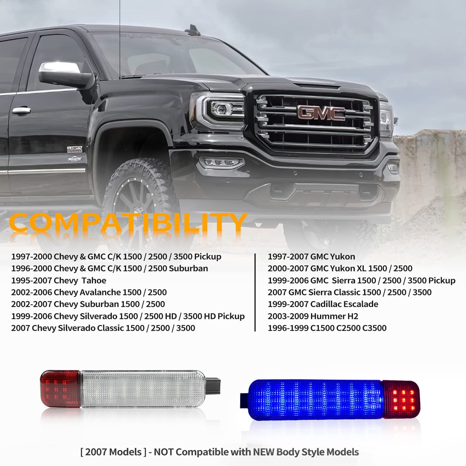 Silverado 1500 Door Panel Light, Door Reflector Panel Led Interior Courtesy Lights For 1999-2006 Chevy Silveradon 1500 2500hd Pickup Gmc Sierra Yukon Cadillac Escalade 2003-2009 Hummer H2 - Delicate Leather