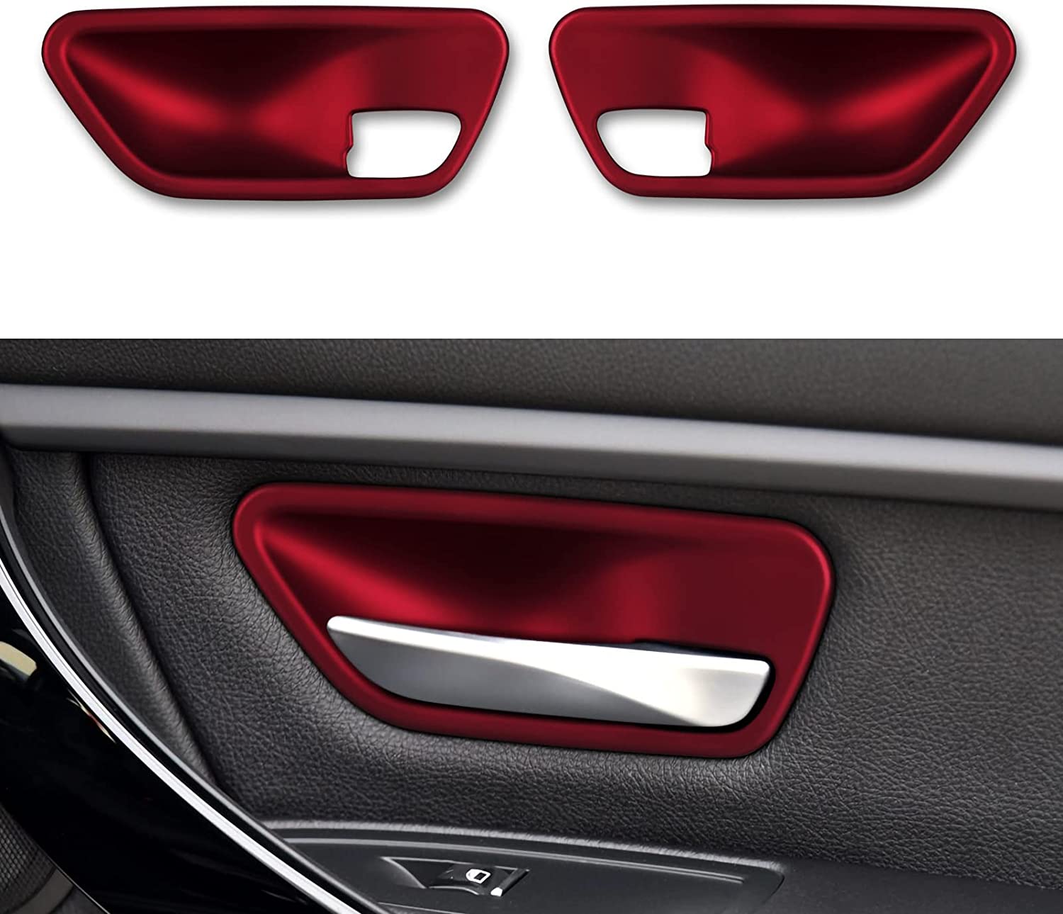 2PCS Car Sticker Door Bowl Cover Decal ABS Trim Compatible with BMW 3 4 Series F30 F31 F34 3GT F32 F33 F36 Interior Accessories - Delicate Leather