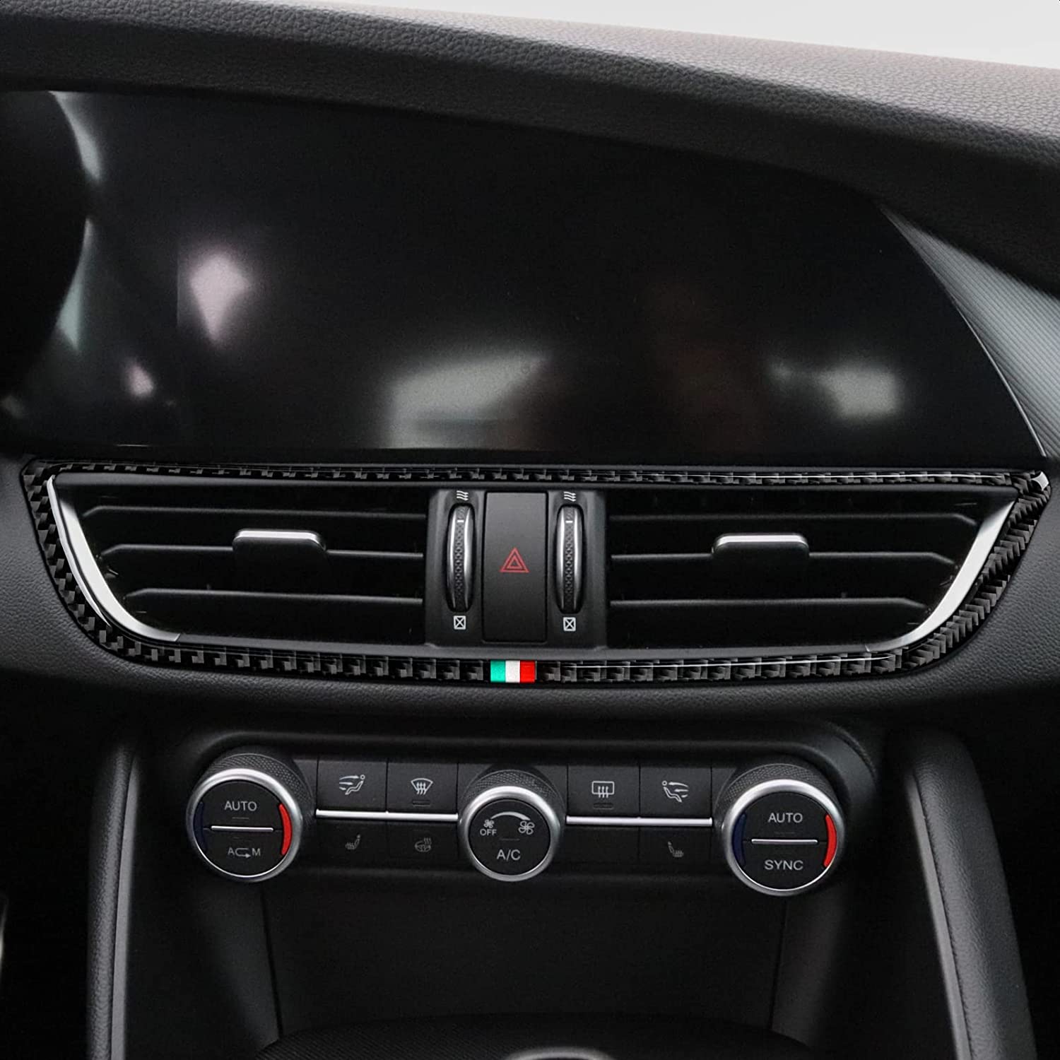 Car Air Vent Sticker Center Console AC Decals Carbon Fiber Trim Compatible with Alfa Romeo Giulia 2017 2018 2019 Accessories - Delicate Leather