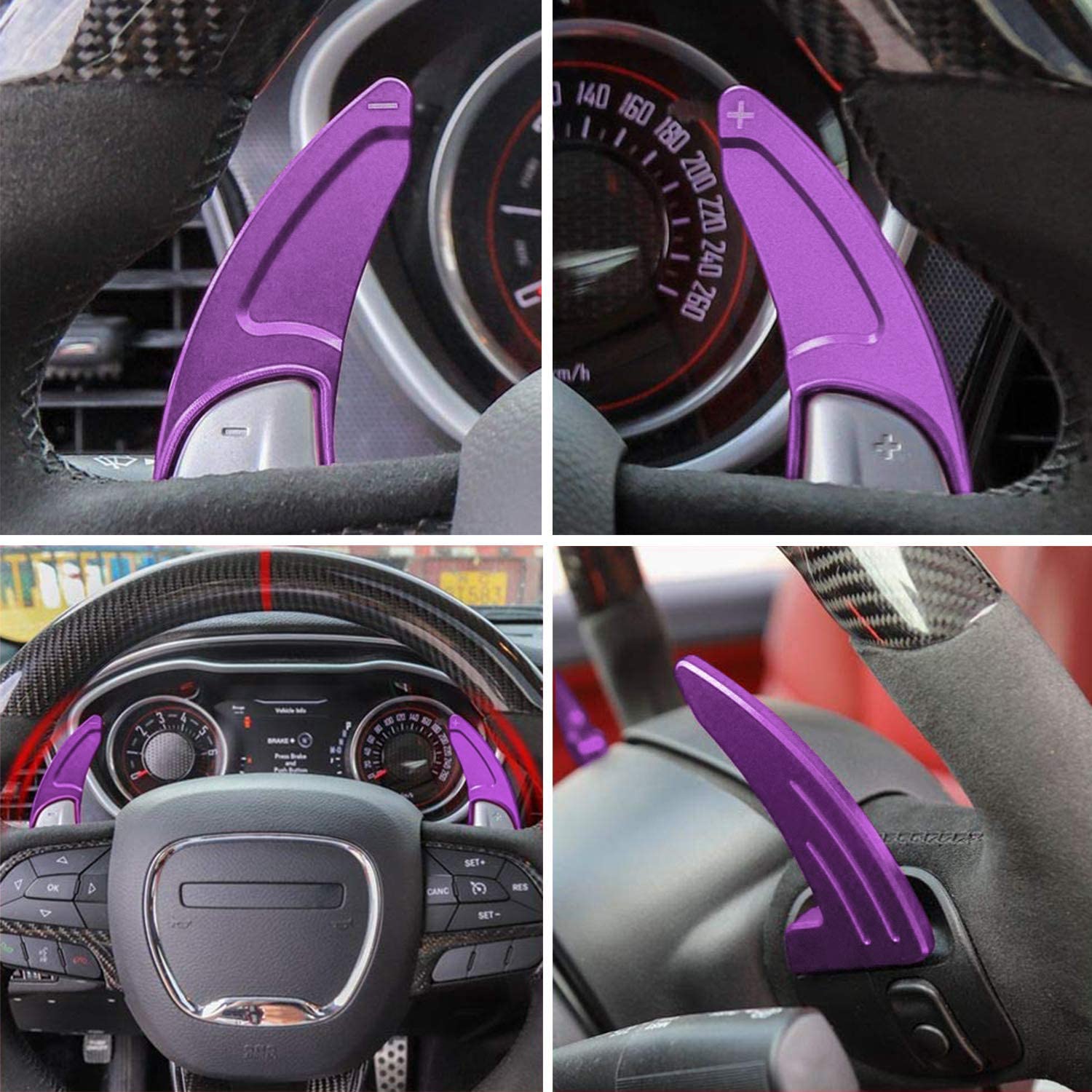 Steering Wheel Shift Paddle Extended Shifter Trim Cover for Dodge Challenger Charger Durango RT & Scat Pack 2015-2021, For Jeep Grand Cherokee 2014-2021 Interior Decoration Accessories - Delicate Leather