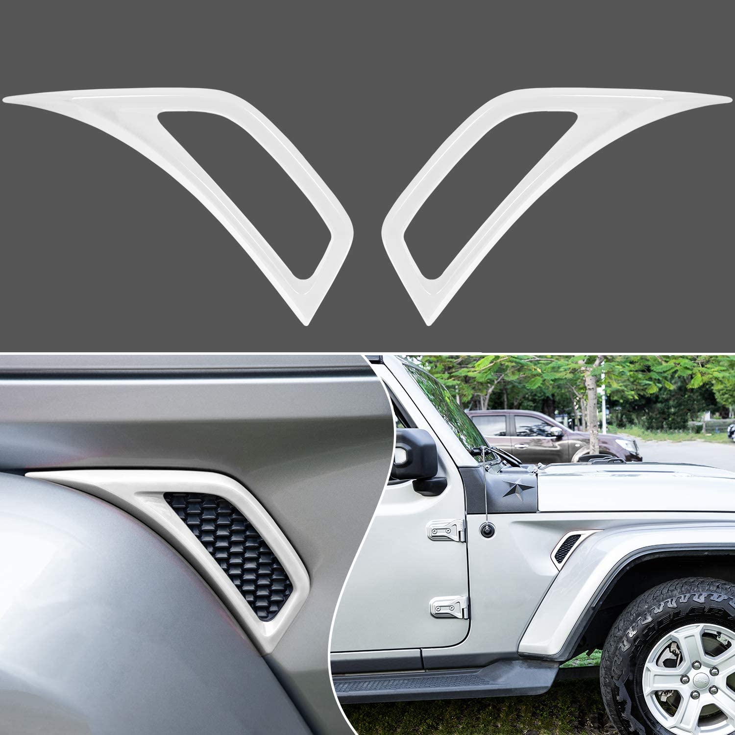 2PCS Exterior Accessories Wheel Eyebrow Side Air Conditioning Vent Outlet Cover Trim Compatible with 2018-2022 Wrangler JL JLU Sports Sahara Freedom Rubicon Unlimited Gladiator JT