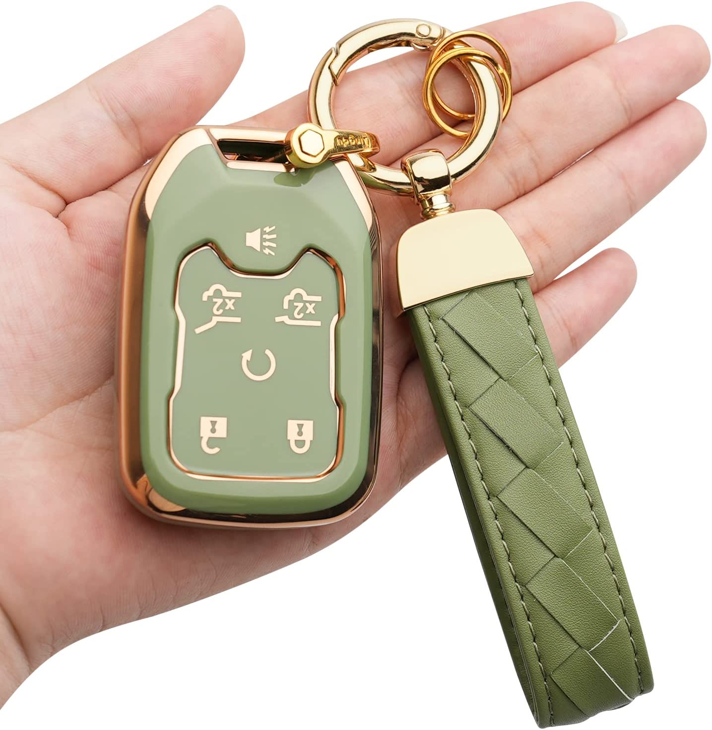 Key Fob Cover Keychain Fit for 2018-2022 And 1500 2500HD 3500HD 2015-2021 Smart Key Shell Case