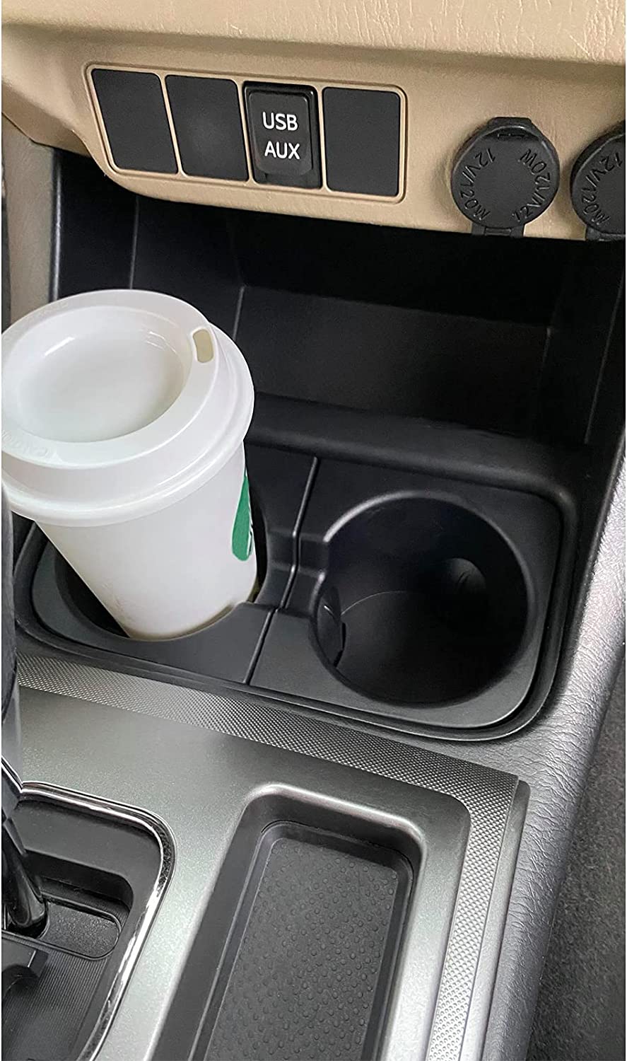 Car Cup Holder Inserts Replacement Compatible with Toyota Tacoma 2005 to 2015, Durable Cup Holder Inserts Drink Holder Accessories 66991- 04012, 66992-04012 - Delicate Leather