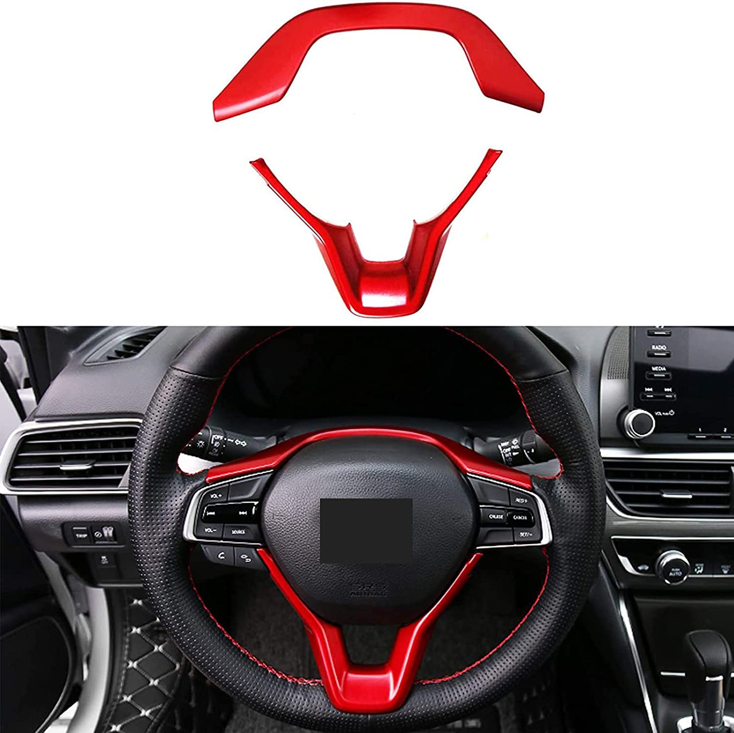 Honda Accord 10th Gen 2018 2019 2020 2021 2022 Carbon Fiber Steering Wheel Cover Trim, fit Sedan LX Sport EX-L Touring Hybrid, 2pcs - Delicate Leather