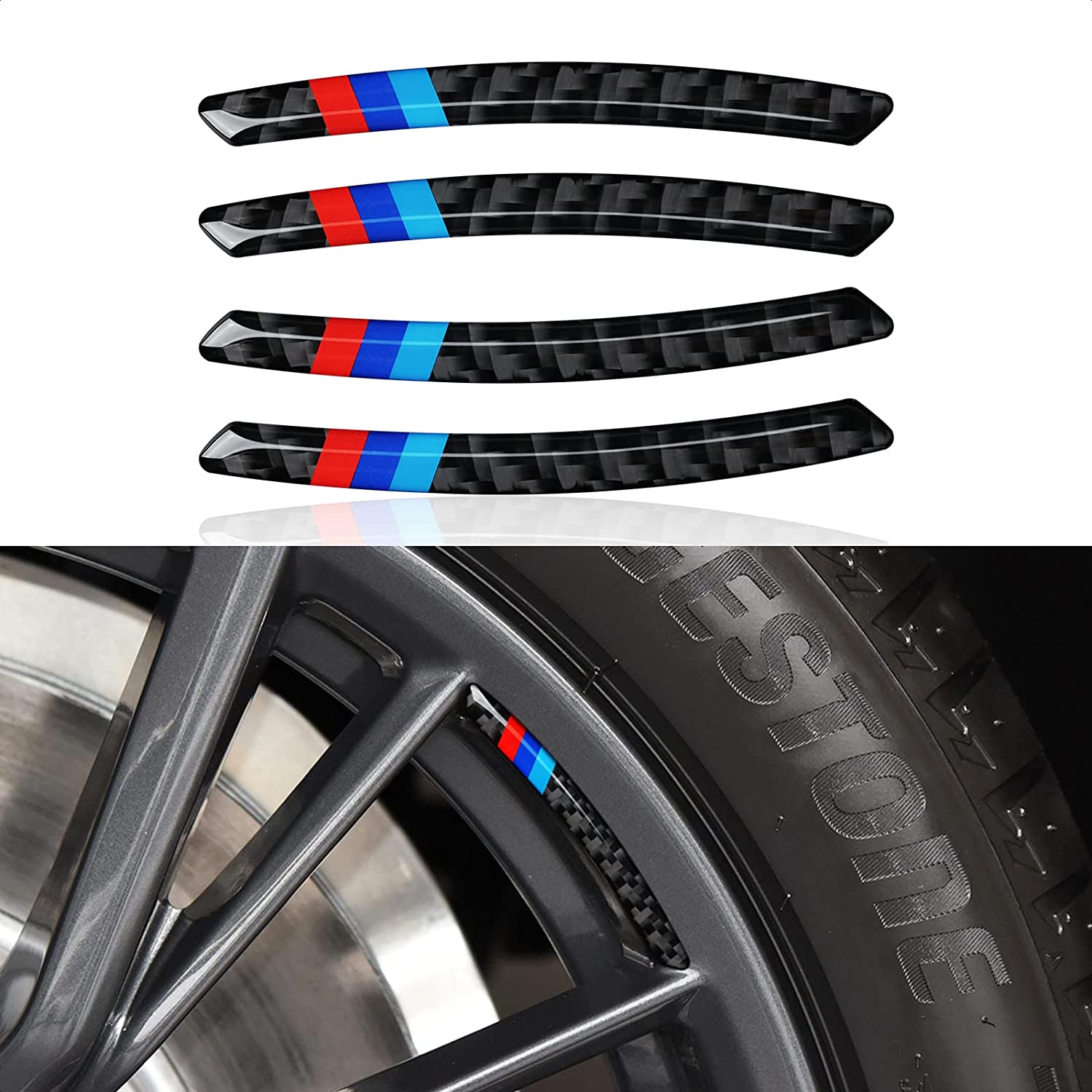 4PCS Universal Car Wheel Center Emblems Sticker Cover Carbon Fiber Wheel Protection Decal Trim Wheel Decoration fit for BMW 1 2 3 4 5 6 7 Series X1 X2 X3 X4 X5 X6 Accessories(/// M) - Delicate Leather