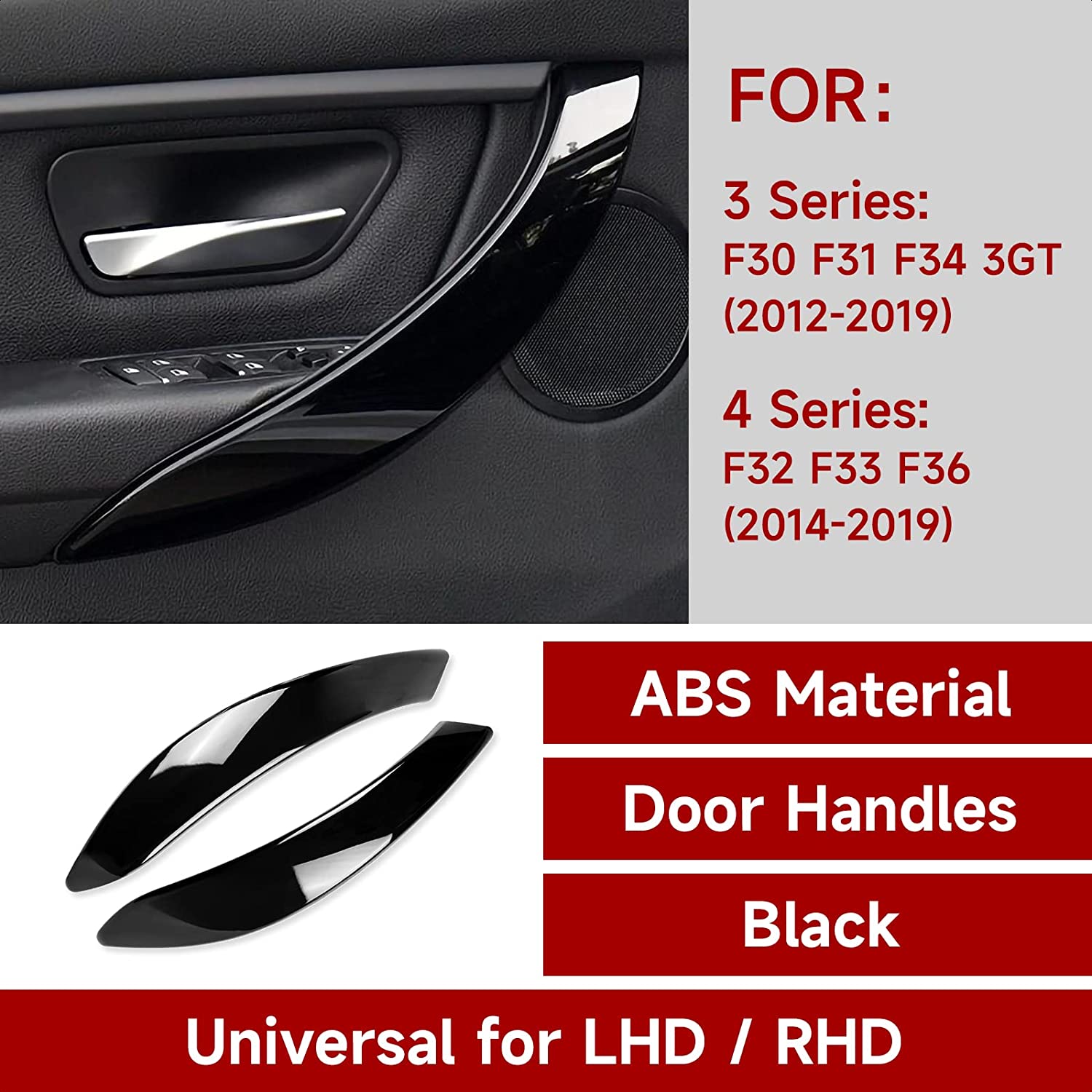 2PCS Car Door Handles Cover Sticker Decal ABS Trim Compatible with BMW F30 F31 F34 3GT F32 F33 F36 3 4 Series Accessories - Delicate Leather