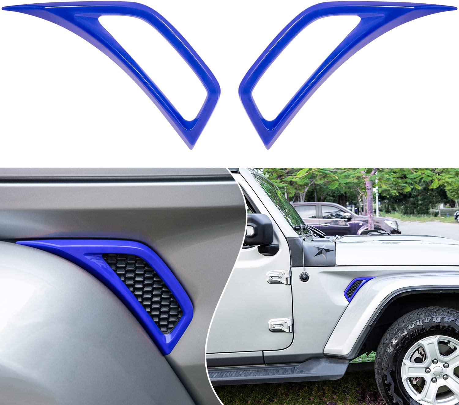 2PCS Exterior Accessories Wheel Eyebrow Side Air Conditioning Vent Outlet Cover Trim Compatible with 2018-2022 Wrangler JL JLU Sports Sahara Freedom Rubicon Unlimited Gladiator JT