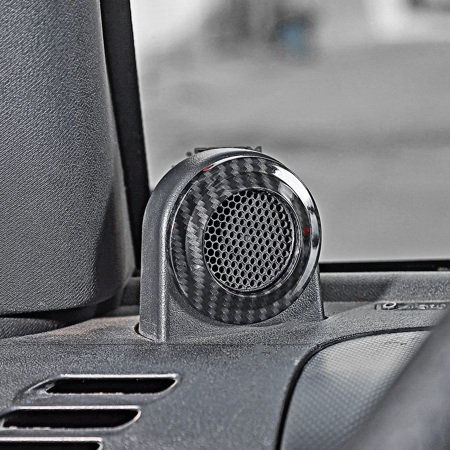 A Pillar Speaker Decoration Cover Trim, ABS Carbon Fiber Interior Accessories Compatible with 2007-2014 Jeep Wrangler JK - Delicate Leather