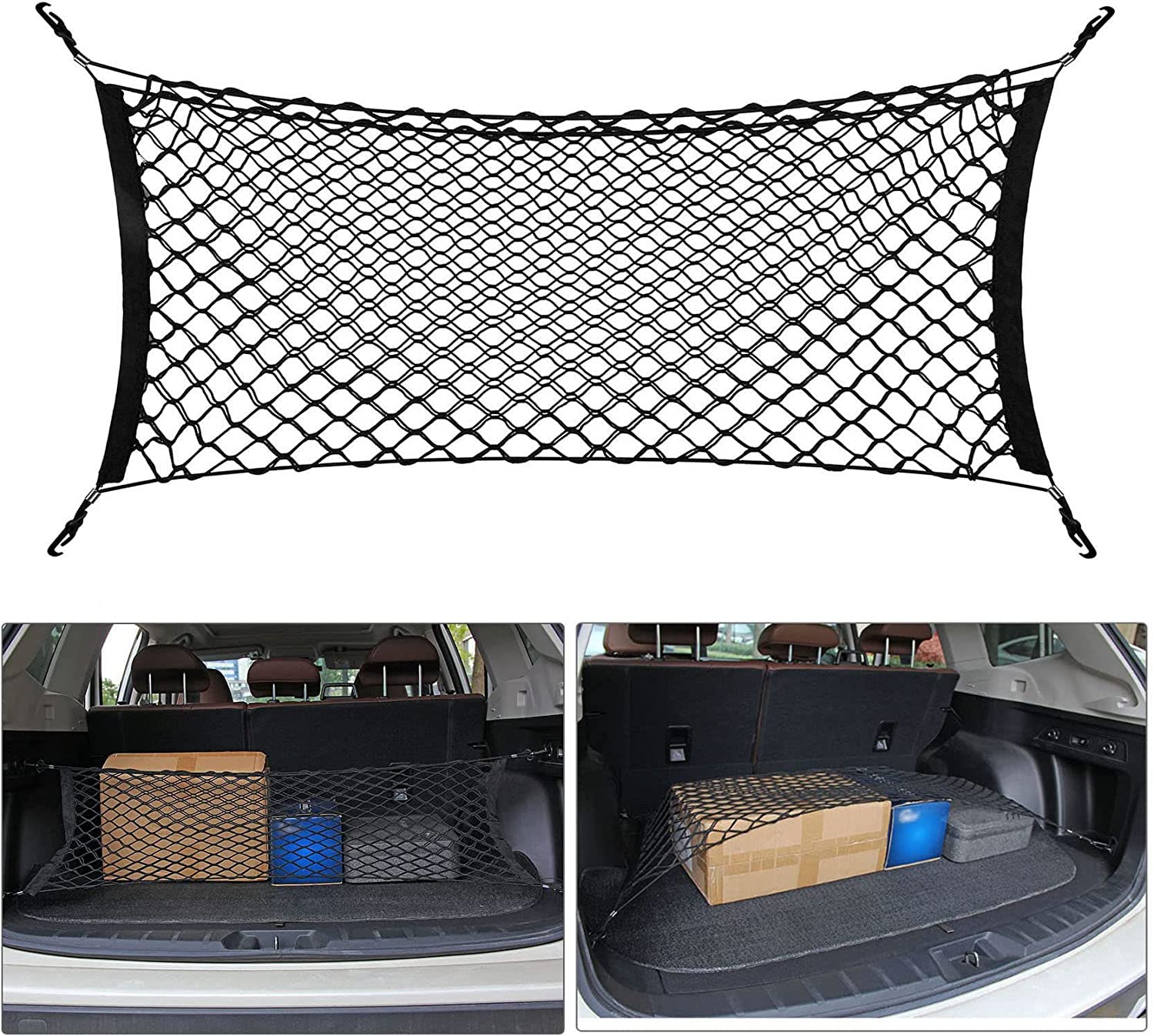 2 PCS Small Cargo Nets Camper Storage Pocket Mesh Net Elastic Stretchable Trunk Cargo Netting Compatible with SUV Cars RV Campers Boats Automotive