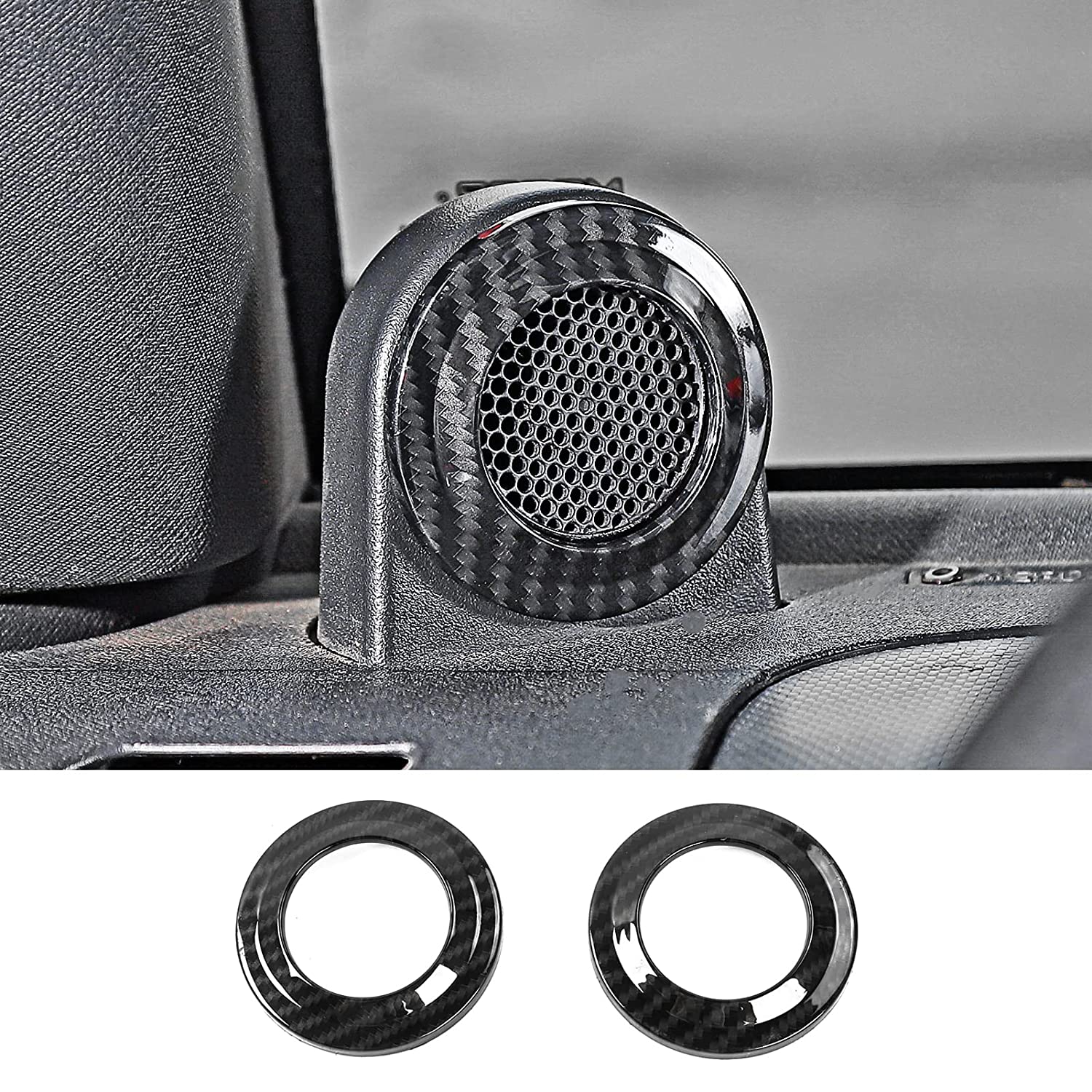 A Pillar Speaker Decoration Cover Trim, ABS Carbon Fiber Interior Accessories Compatible with 2007-2014 Jeep Wrangler JK - Delicate Leather