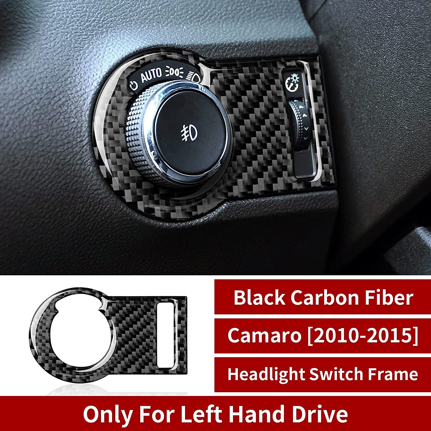 Car Headlight Switch Button Sticker Decal Carbon Fiber Interior Trim Cover for Camaro 2010 2011 2012 2013 2014 2015 Accessories - Delicate Leather  