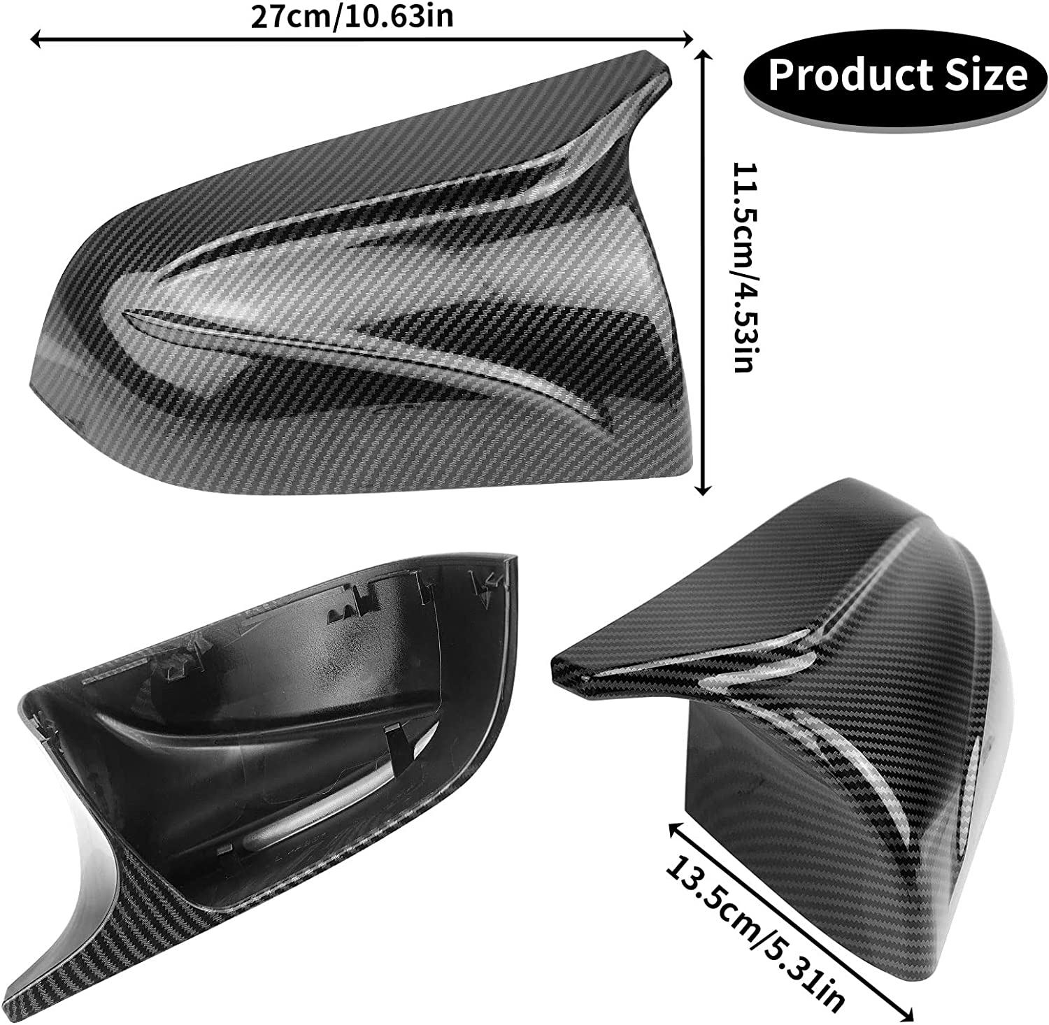 2 PCS Rearview Mirror Cover Cap Compatible with Tesla Model 3 Side Mirror Covers for Car Replacement Carbon Fiber Mirror Cover 2017—2021 and Car Open Pry Tool Accessories - Delicate Leather