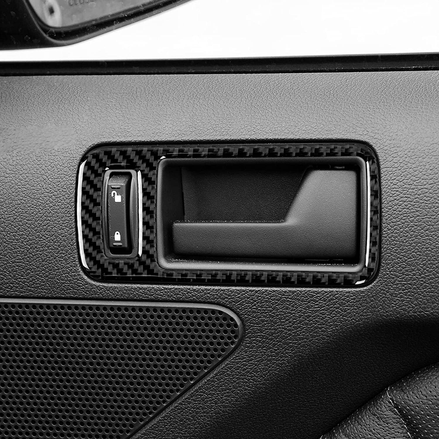 Car Door Handle Sticker Decal Carbon Fiber Interior Trim Cover Compatible with Mustang GT 2005 2006 2007 2008 2009 S197 Accessories