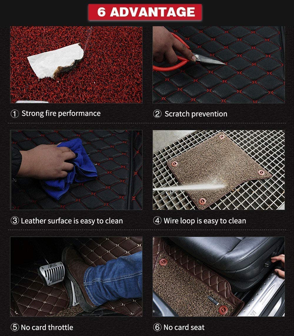 Car Floor Mats fit for X-Type 2008 Full Coverage All Weather Protection Non-Slip Leather Floor Liners - Delicate Leather
