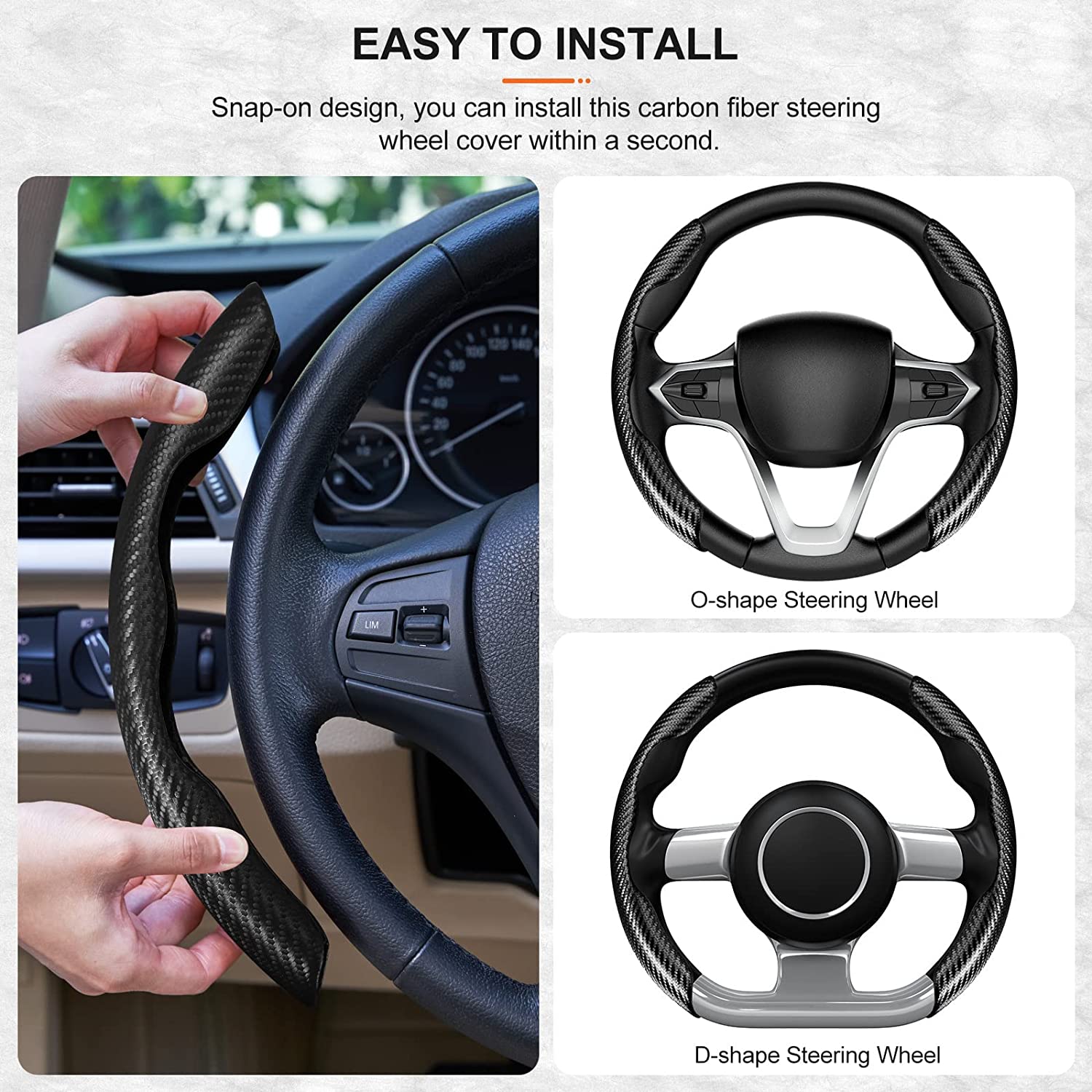 2 Sets Steering Wheel Cover Car Carbon Fiber Steering Wheel Cover for Women and Men Safe and Non Slip Car Accessory, Car Wheel Cover Universal Fit for Most Car Wheel Protector - Delicate Leather