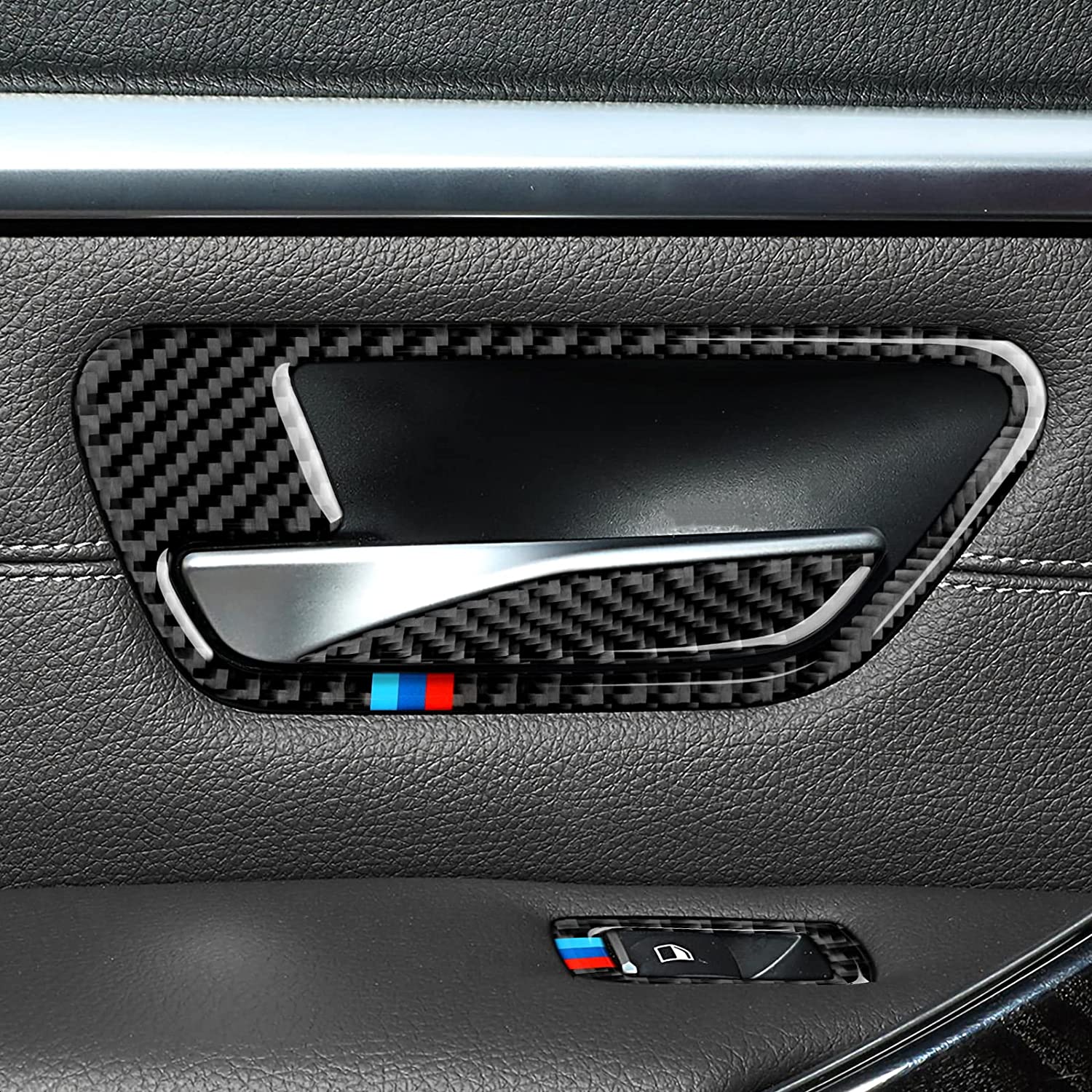 2PCS Car Door Bowl Sticker Door Pull Handles Decal Carbon Fiber Trim Compatible with BMW F30 F31 F34 3GT F32 F33 F36 3 4 Series Accessories, 2013-2019 - Delicate Leather