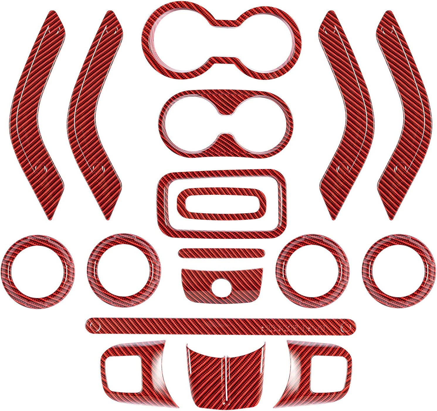 Interior Decoration Trim Kit Steering Wheel & Center Console Air Outlet Trim, Door Handle Cover Inner fits for 2011-18 Jeep Wrangler JK JKU - Delicate Leather