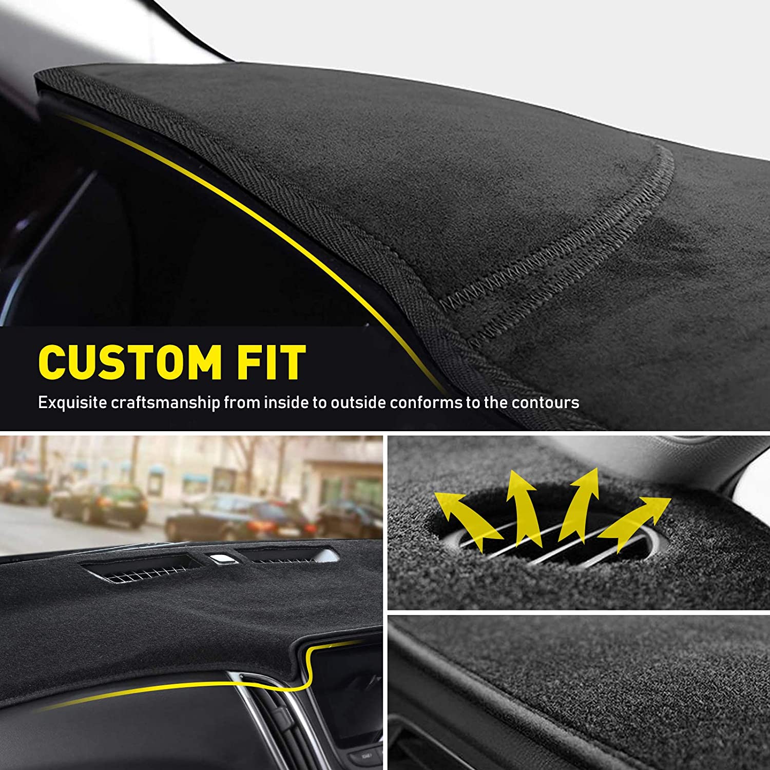 Car Dashboard Dash Cover Mat Carpet Compatible with 2019 2020 2021 2022 Toyota Corolla Sedan Custom Interior Center Consolen Dash Board Pad Non-Slip Sunshield Protector Black - Delicate Leather