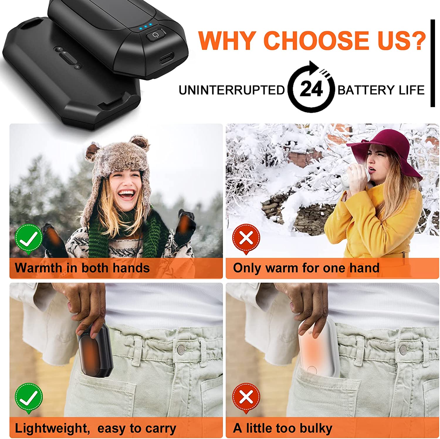 2 Pack Hand Warmers Rechargeable, Electric Hand Warmer Reusable,USB Handwarmers,Outdoor/Indoor/Golf/Camping/Hunting/Pain Relief/Watch Football/Baseball/Warm Gifts for Men Women Kid Birthday Christmas - Delicate Leather