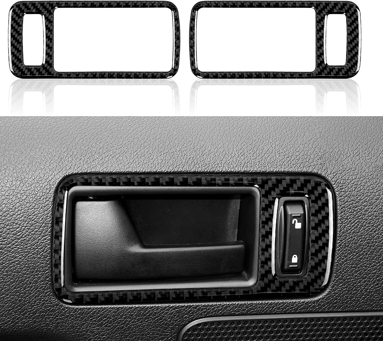 Car Door Handle Sticker Decal Carbon Fiber Interior Trim Cover Compatible with Ford Mustang GT 2005 2006 2007 2008 2009 S197 Accessories - Delicate Leather