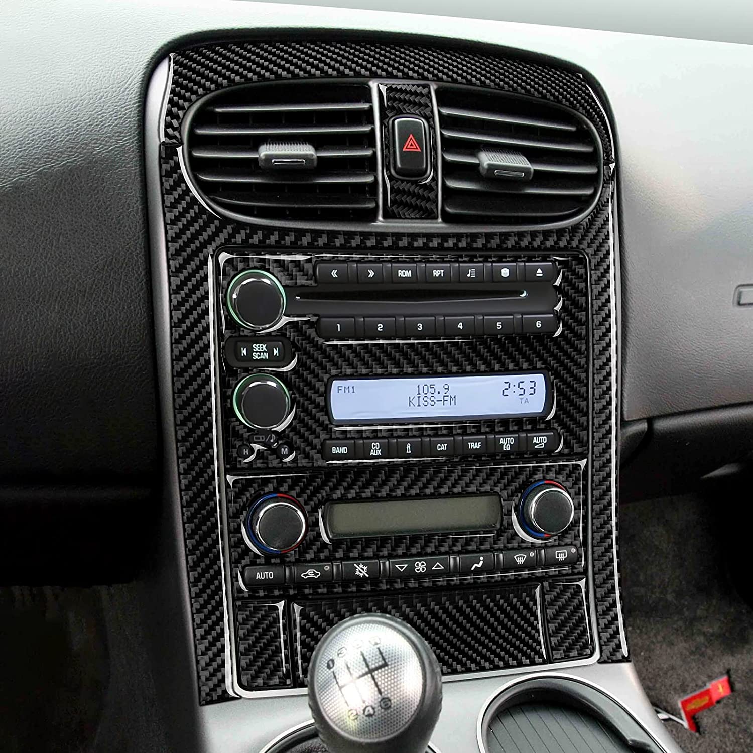 Car Central Air Outlet Sticker Decal Carbon Fiber Interior Trim Cover Compatible with Chevrolet Corvette C6 2005 2006 2007 - Delicate Leather