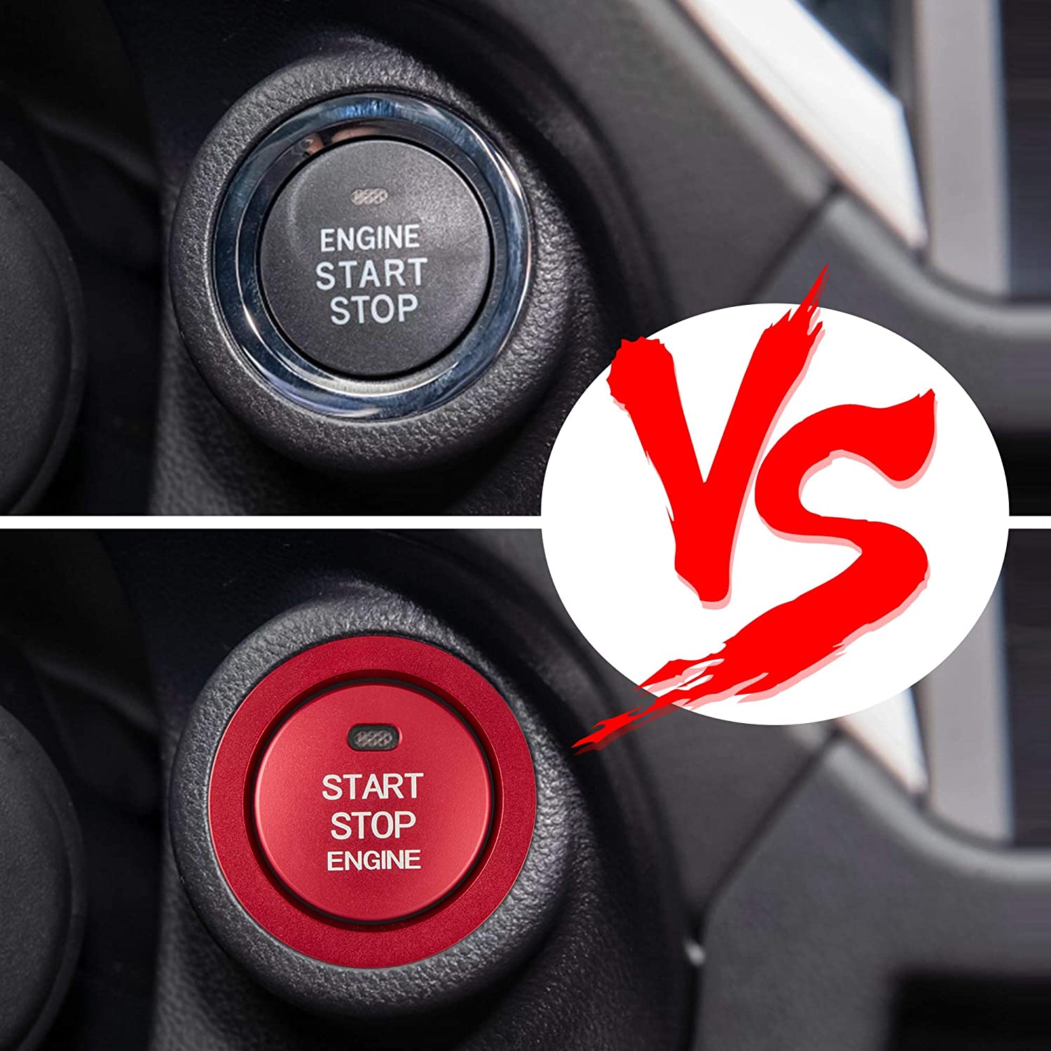 Aluminum Engine Start Stop Push Button Cover Trim Compatible with Subaru Forester Legacy Impreza Outback Ascent BRZ XV Car Engine Ignition Start Button Cap Surrounding Trim Ring - Delicate Leather