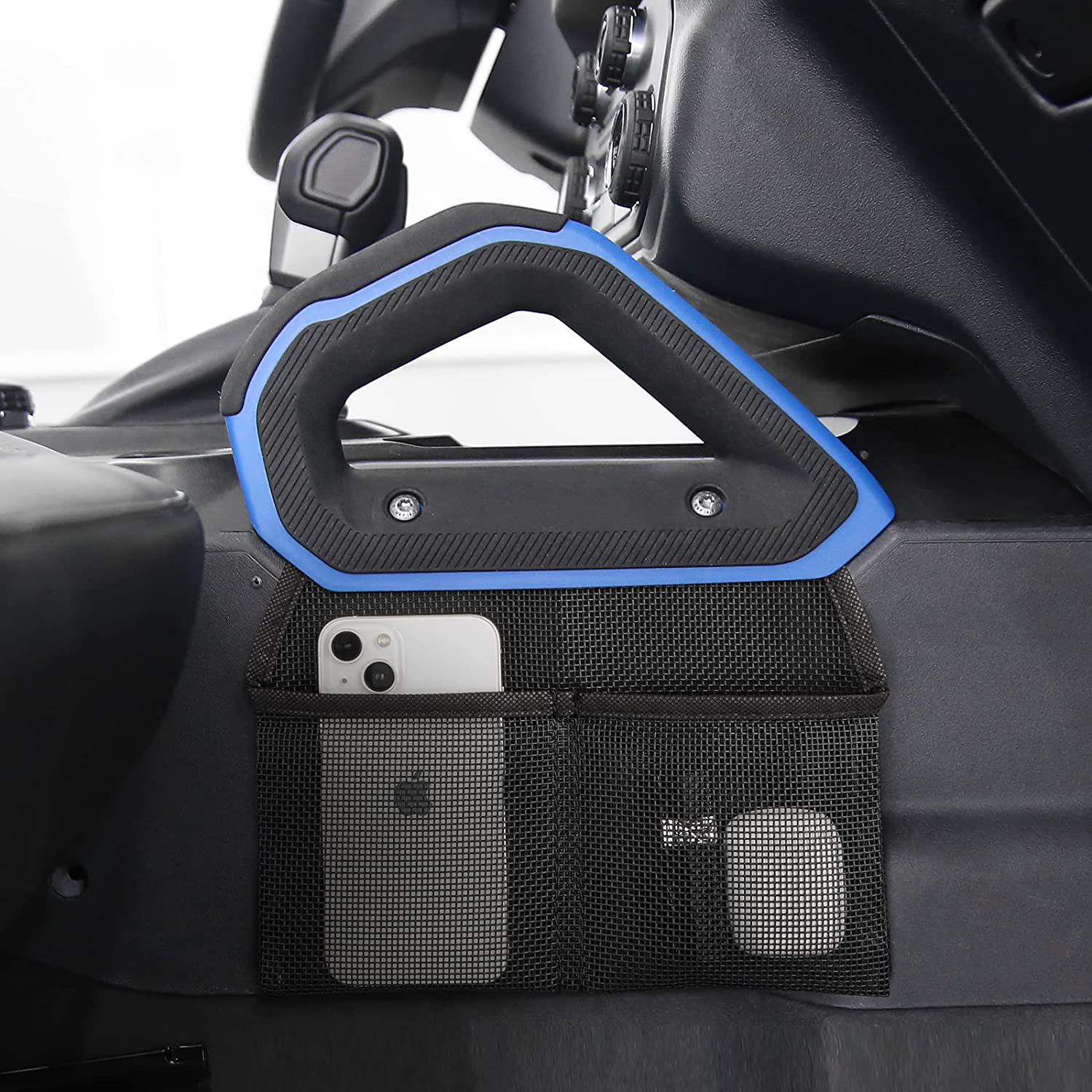 Pocket for Ford Bronco Accessories 2021 2022 Center Console Side Organizer Passenger Grab Handle Storage Bag (2 or 4 Door) - Delicate Leather