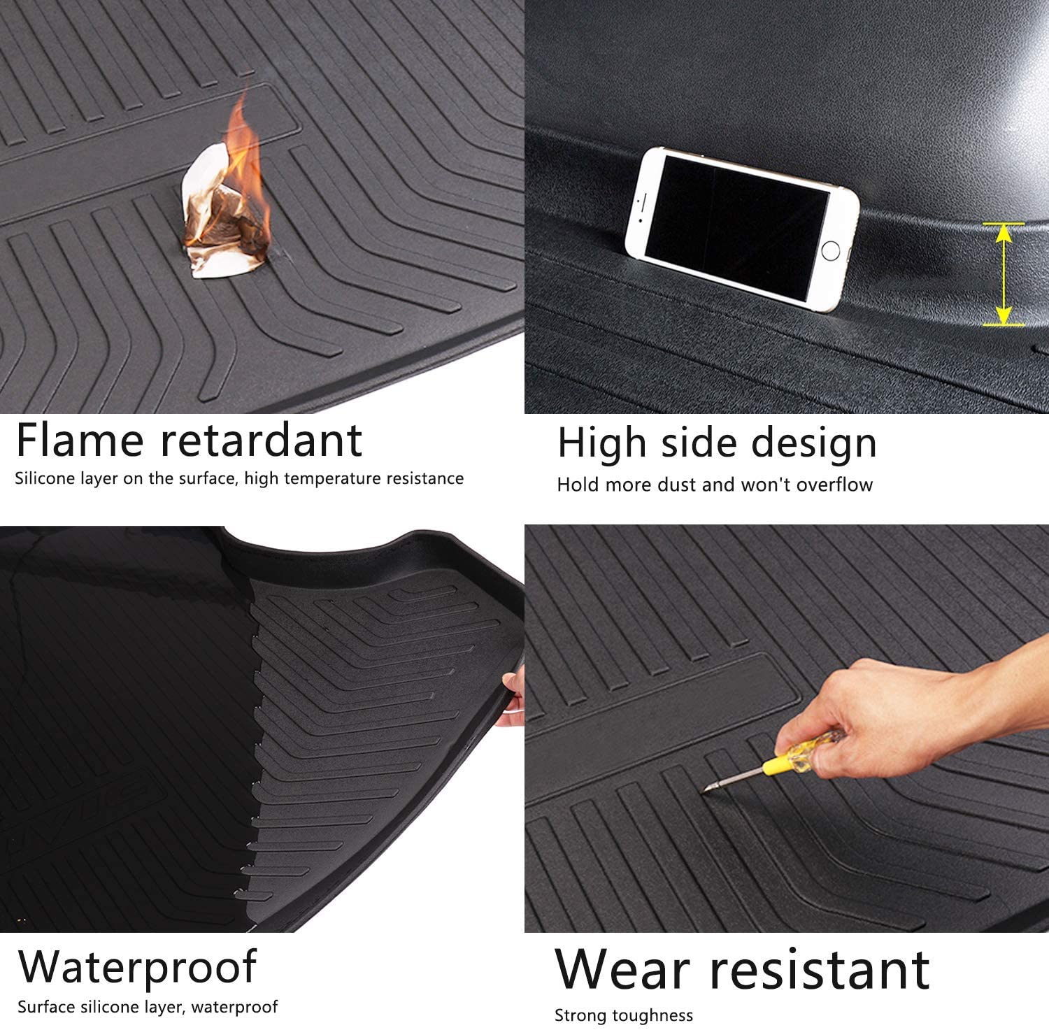 Trunk Cargo Liner Mat Tray for Ford Escape 2013 2014 2015 2016 2017 2018 2019 Heavy Duty Waterproof Trunk Floor Mat Custom Fit All Weather Odorless - Delicate Leather
