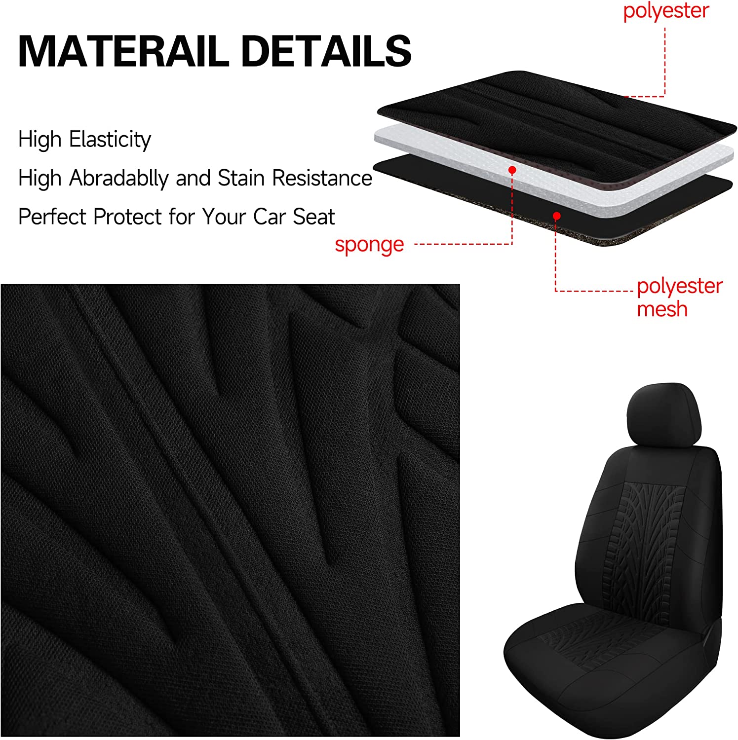 Car Seat Covers Front Pair, Universal Cloth Front Seat Covers for Car, Breathable and Washable Seat Covers for SUV, Sedan, Van, Automotive Interior Covers, Airbag Compatible, Custom For Cars - Delicate Leather
