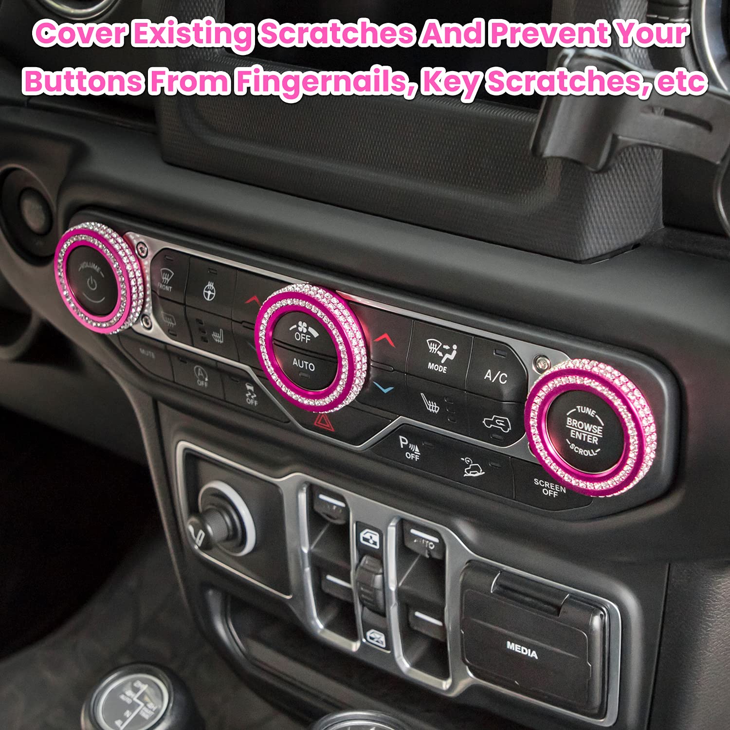 Air Conditioner Switch Knob Cover for 2018-2022 Wrangler JL JLU Gladiator JT Audio Volume AC Button Cover Decoration Twist Ring Trim Interior Accessories Aluminum Alloy