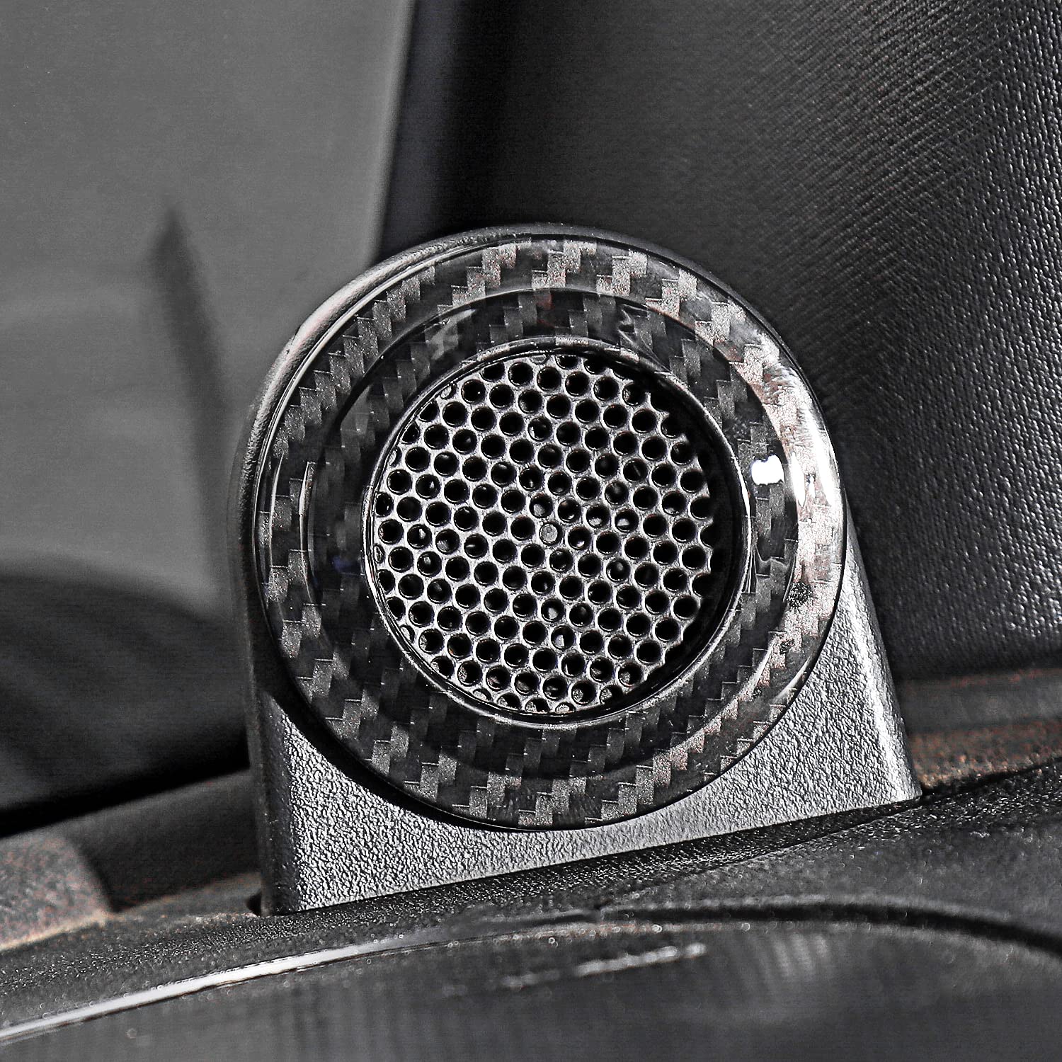 A Pillar Speaker Decoration Cover Trim, ABS Carbon Fiber Interior Accessories Compatible with 2007-2014 Jeep Wrangler JK - Delicate Leather