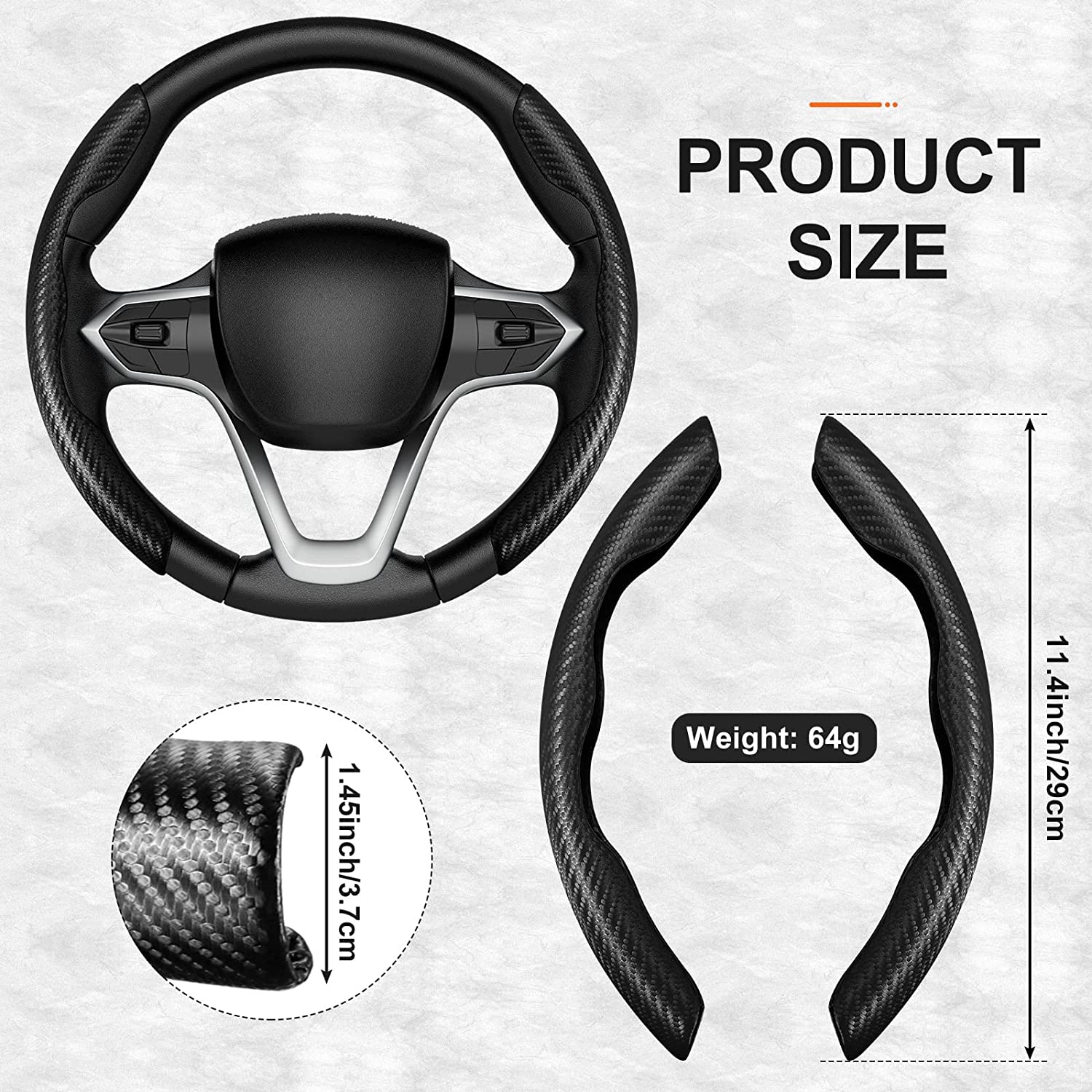 2 Sets Steering Wheel Cover Car Carbon Fiber Steering Wheel Cover for Women and Men Safe and Non Slip Car Accessory, Car Wheel Cover Universal Fit for Most Car Wheel Protector - Delicate Leather