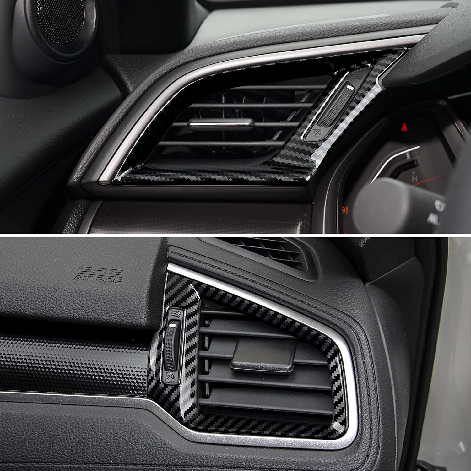 Air Vent Outlet Cover Trim Compatible with Civic 2016 2017 2018 2019 2020 2021 10th Gen Accessories ABS Carbon Fiber Interior Sticker