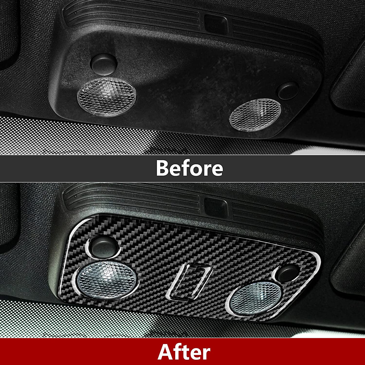 Carbon Fiber Car Interior Reading Light Control Panel Trim Stickers Decal Cover for Ford Mustang GT 2005 2006 2007 2008 2009 S197 Accessories - Delicate Leather