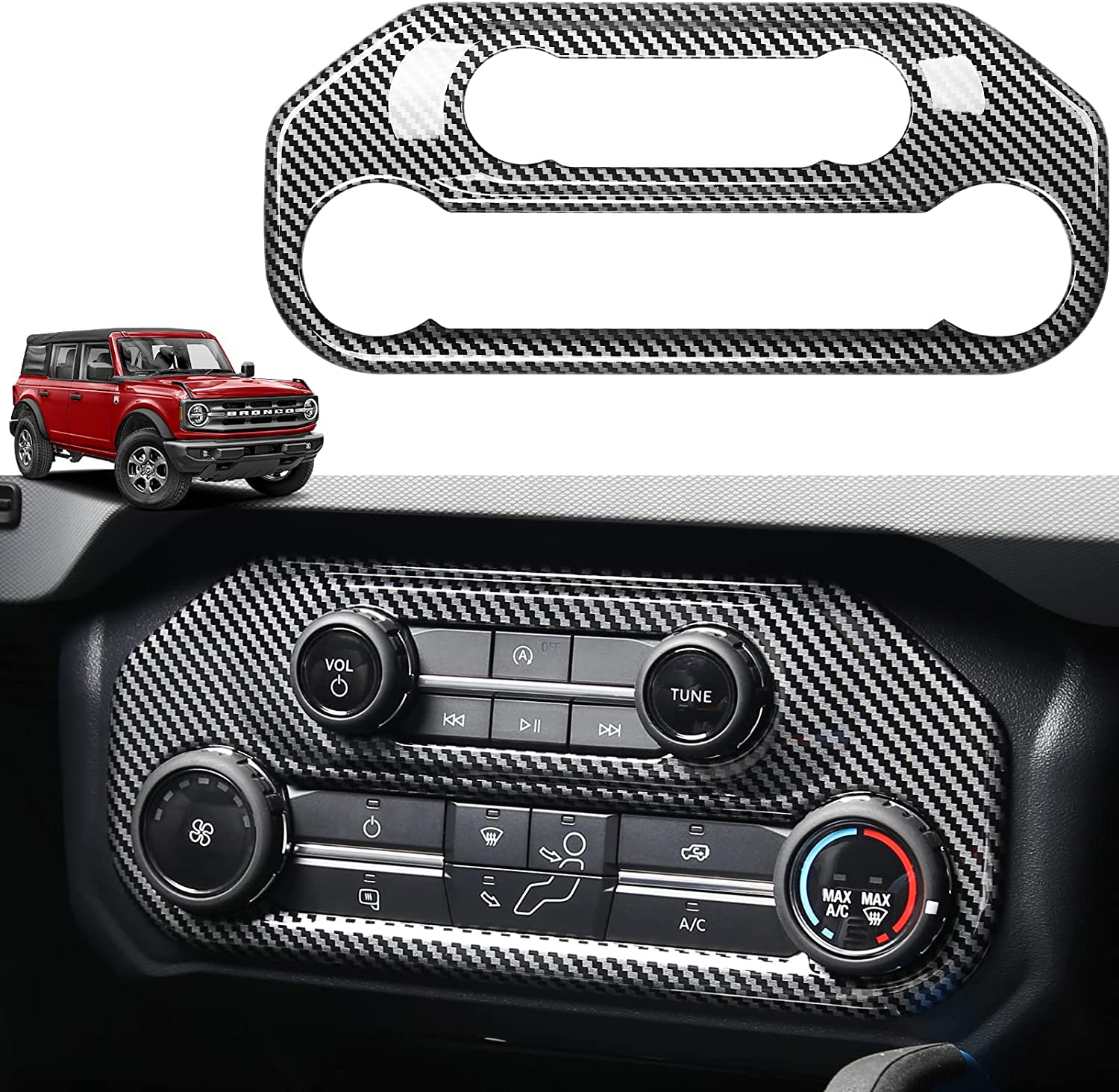Center Control Panel Trim for 2021 2022 Bronco Air Conditioner Decoration Cover Plate Interior Accessories Sticker - Delicate Leather  