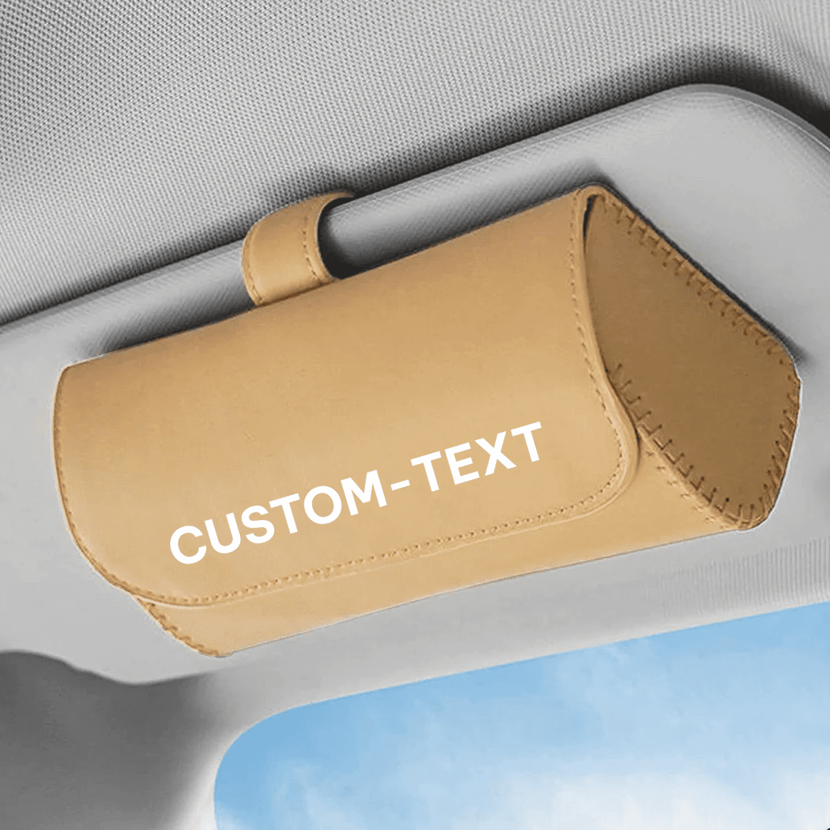 Custom Text and Logo Sunglasses Holder for Car Sun Visor, Fit with all car, Leather Glasses Storage Case, Vehicle Visor Accessories, Sunglass Holder Organizer Box