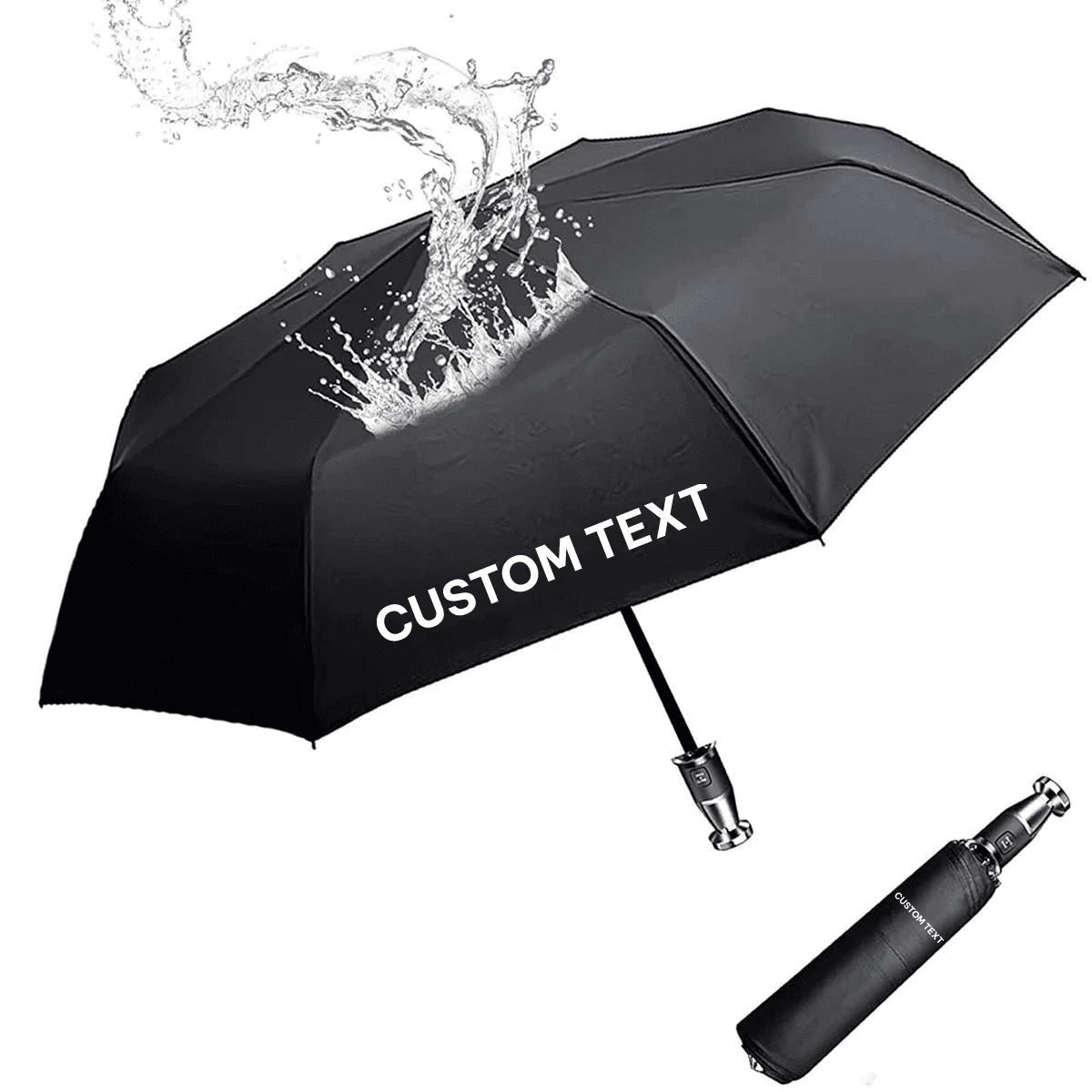 Custom Text and Logo Umbrella, Designed for Car, 2022 Update Version 10 Ribs Umbrella Windproof Automatic Folding Umbrella, Rain and Sun Protection - Delicate Leather