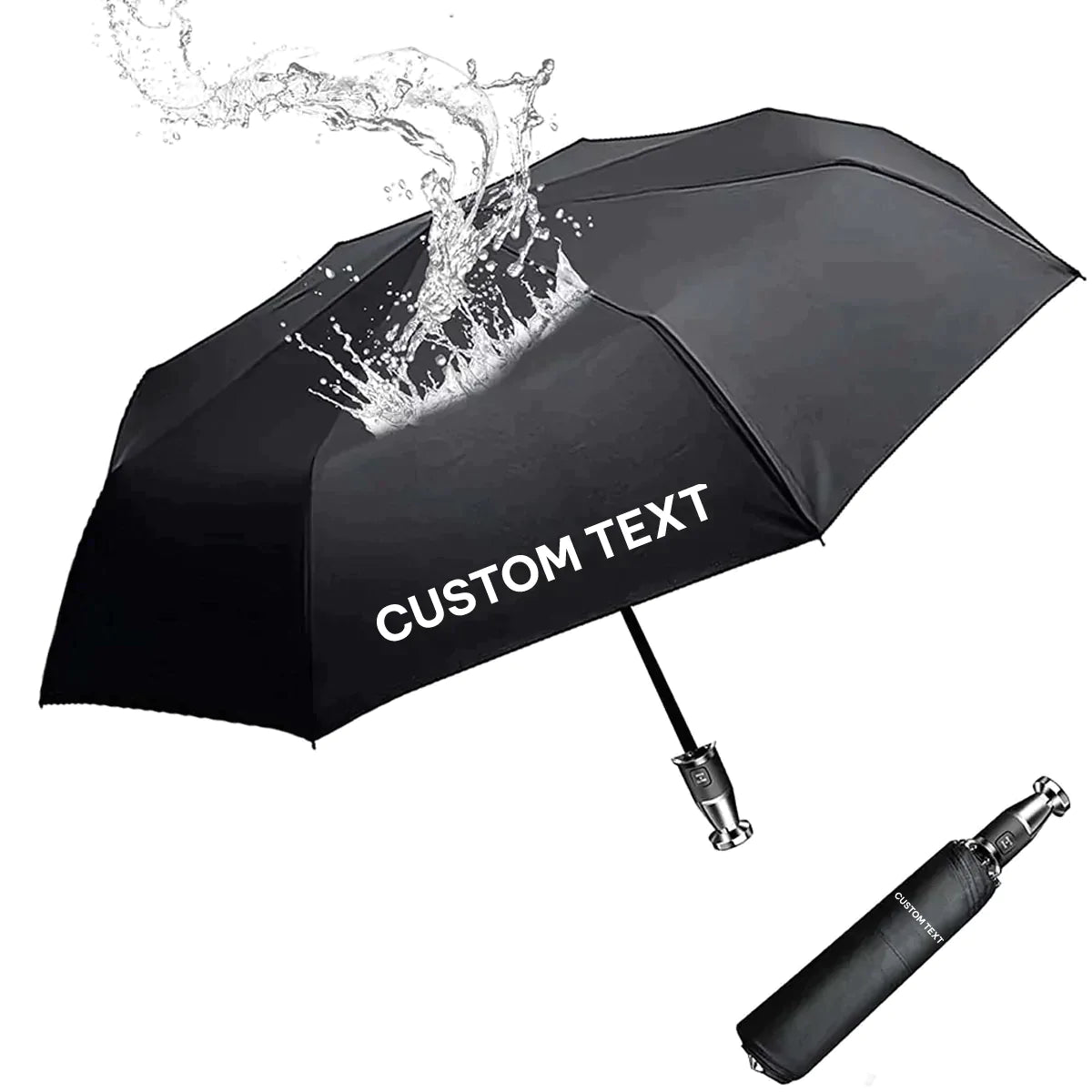 Custom Text and Logo Umbrella, Designed for all car, 2022 Update Version 10 Ribs Umbrella Windproof Automatic Folding Umbrella, Rain and Sun Protection - Delicate Leather