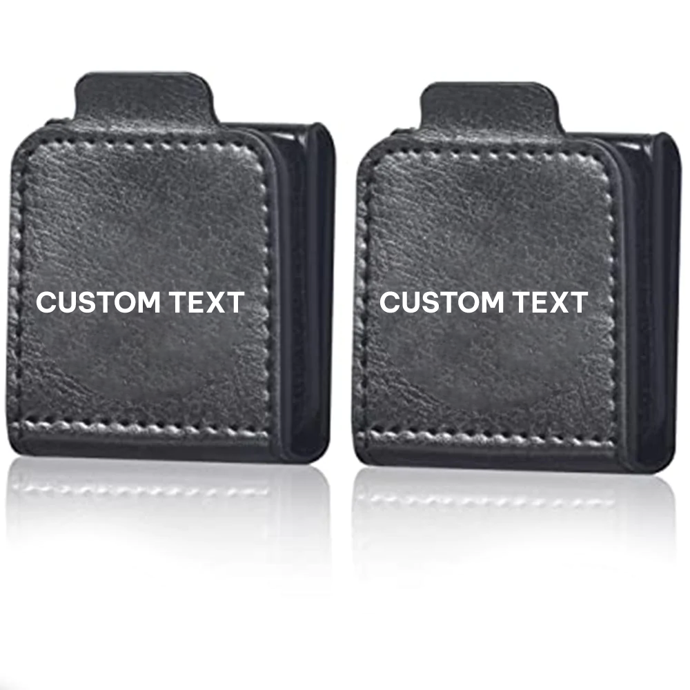 Custom Text and Logo Seatbelt Adjuster, Fit with all car, Seat Belt Clip For Adults, Universal Comfort Shoulder Neck Strap Positioner Locking Clip Protector, Set of 2 - Delicate Leather