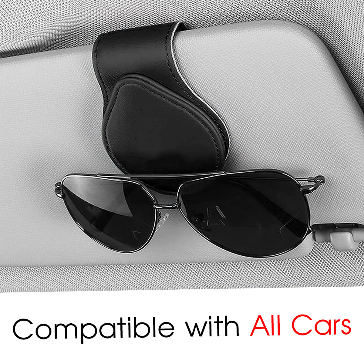 Car Sunglasses Holder, Custom For Your Cars, Magnetic Leather Glasses Frame 2023 Update KX13995 - Delicate Leather